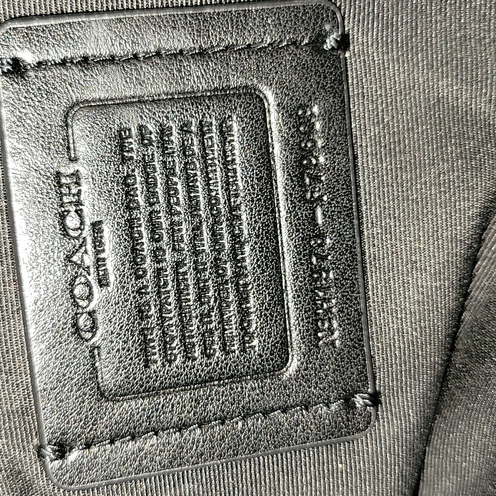 COACH Signature Coated Canvas Khaki Tan and Black Signature Tote - Picture 5 of 7